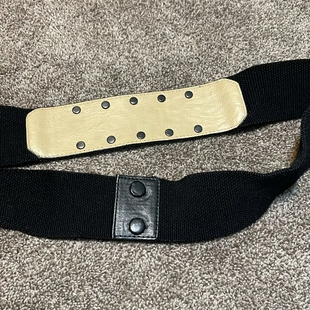 NWT Vince Camuto adjustable black belt with pewter accents size L/XL